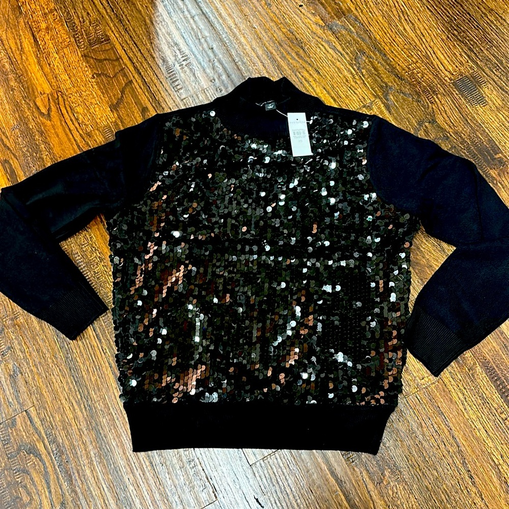 Sequin front turtleneck sweater - with tags